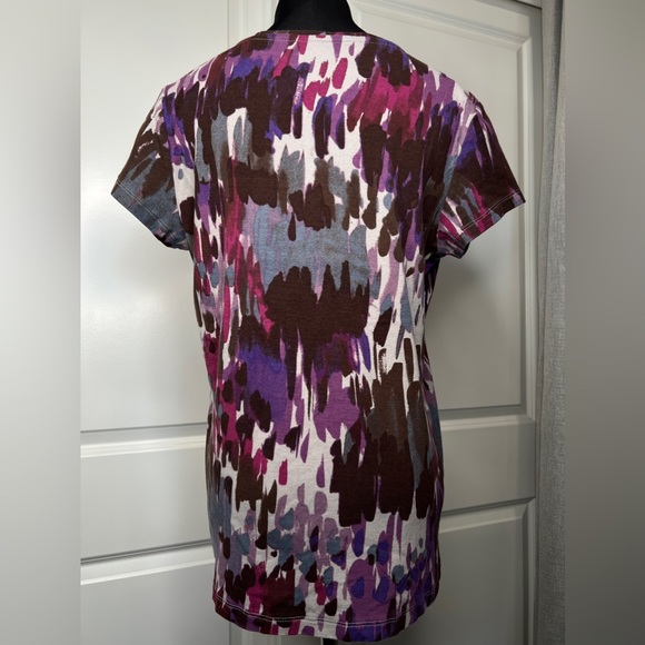 Abstract Print Tee Purple Brown Size XL - Picture 2 of 2
